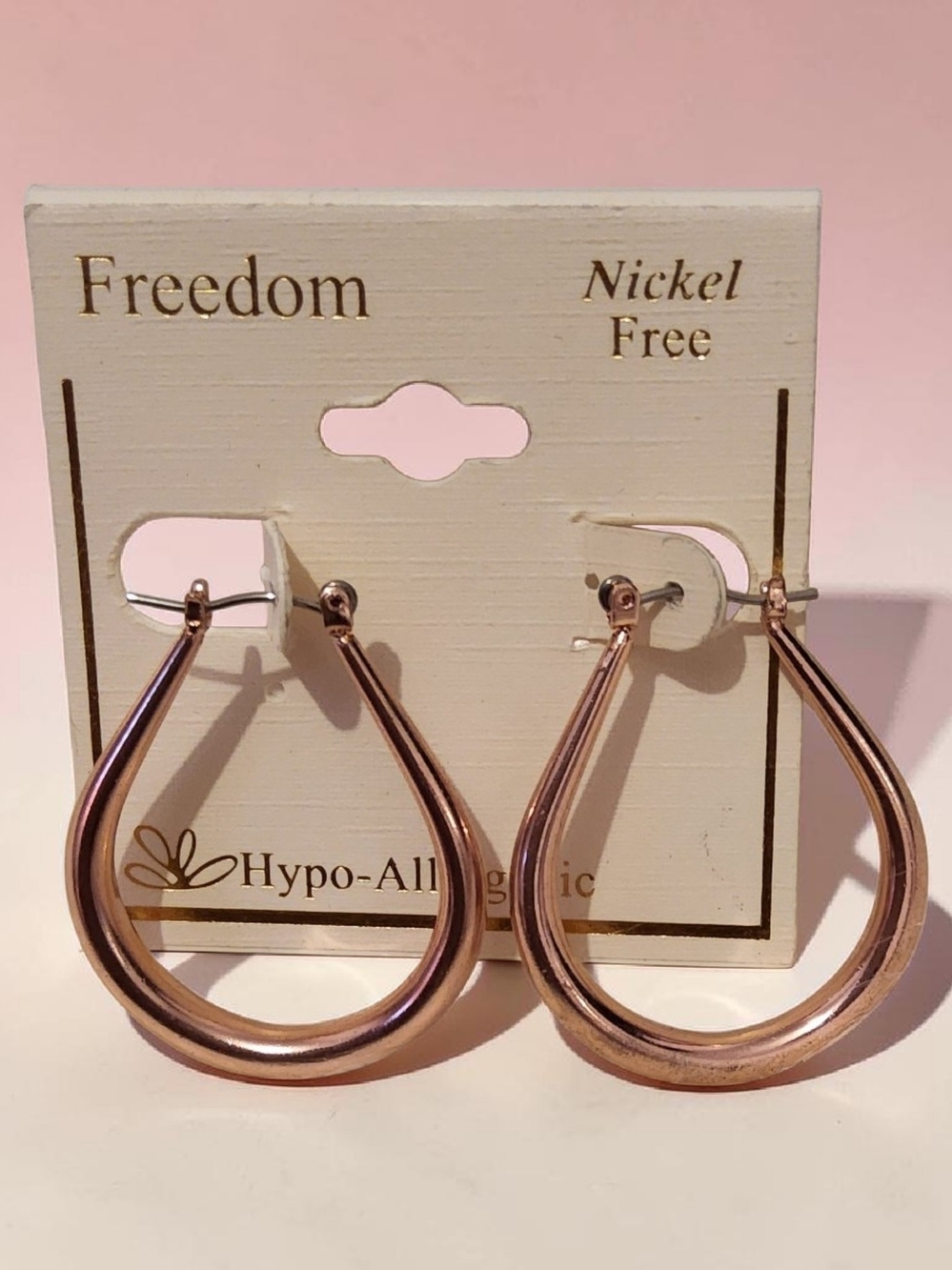 Hypo-Allergenic Rose Gold Teardrop Hoop Earrings